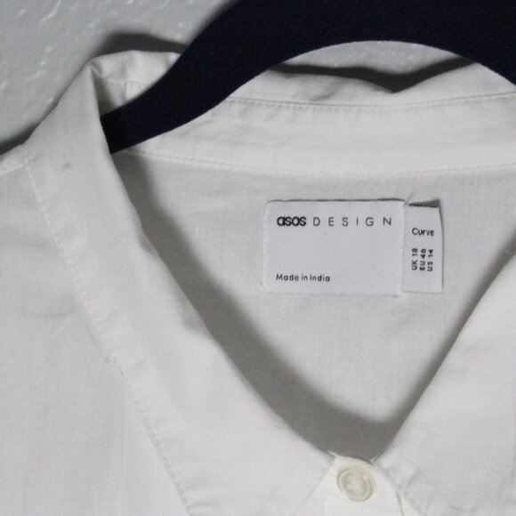 ASOS Curve White Organic Cotton Smock Dress Size 14 - Picture 4 of 6